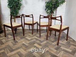 Set Of 4 Vintage Mid-Century Teak Dining Chairs Danish Scandi MCM