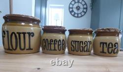 Set Of 4 Vintage T. G. Green Granville Earthenware Kitchen Storage Jars