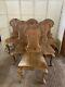 Set Of 6 Solid Pine French Style Vintage Dining Kitchen Chairs Carved Wood