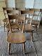Set Of 6 Vintage Pine Farmhouse Dining Kitchen Chairs Rustic Cottage Country