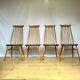 Set Of Four Vintage Retro Ercol Goldsmith Blond 1960s 1970s Dining Chairs