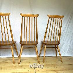 Set Of Four Vintage retro Ercol Goldsmith Blond 1960s 1970s Dining Chairs