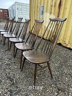 Set Of Six Ercol Stick Back Kitchen Chairs / Retro Vintage WE DELIVER