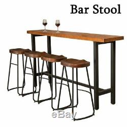 Set of 1/2/4 Wooden Industrial Bar Stools & Kitchen Breakfast High Chair Seat UK