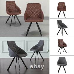 Set of 2/4/6 Faux Leather Dining Chairs Grey Brown Diamond Padded Seat Design