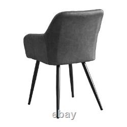 Set of 2 Armchairs Dining Chairs with Arms Velvet PU Faux Leather Chairs Kitchen