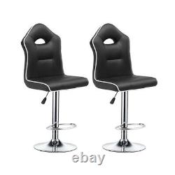 Set of 2 Bar Stools Breakfast Chairs Dining Chairs Height Adjustable Home Black