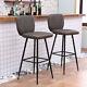 Set Of 2 Bar Stools Breakfast Chairs Faux Leather Kitchen Breakfast Bar Pub Grey