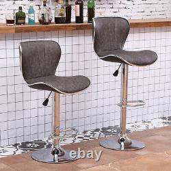 Set of 2 Bar Stools Breakfast Chairs Faux Leather Kitchen Breakfast Bar Pub Grey