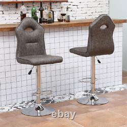 Set of 2 Bar Stools PU Leather Breakfast Chairs Dining Chairs Height Adjustable