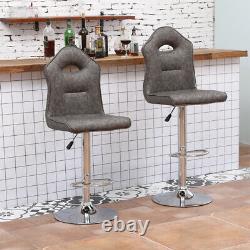 Set of 2 Bar Stools PU Leather Breakfast Chairs Dining Chairs Height Adjustable
