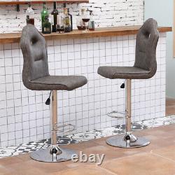 Set of 2 Bar Stools PU Leather Breakfast Chairs Dining Chairs Height Adjustable