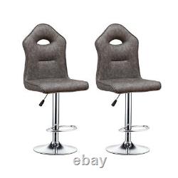 Set of 2 Bar Stools PU Leather Breakfast Chairs Dining Chairs Height Adjustable