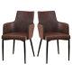 Set Of 2 Faux Leather Dining Chairs Padded Seat Armchairs High Back Dining Room
