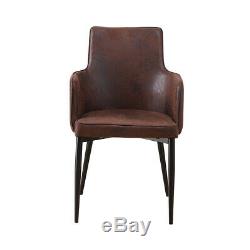 Set of 2 Faux Leather Dining Chairs Padded Seat Armchairs High Back Dining Room