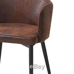 Set of 2 Faux Leather Dining Chairs Padded Seat Armchairs High Back Dining Room