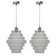 Set Of 2 Large Chrome Retro Vintage Design Kitchen Ceiling Pendant Light