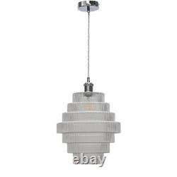 Set of 2 Large Chrome Retro Vintage Design Kitchen Ceiling Pendant Light