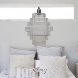 Set of 2 Large Chrome Retro Vintage Design Kitchen Ceiling Pendant Light