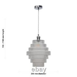 Set of 2 Large Chrome Retro Vintage Design Kitchen Ceiling Pendant Light