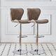 Set Of 2 Retro Brown Bar Stools Swivel Gas Lift Pu Leather Breakfast Chairs