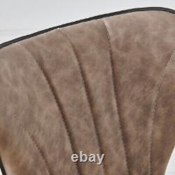 Set of 2 Retro Brown Bar Stools Swivel Gas Lift PU Leather Breakfast Chairs