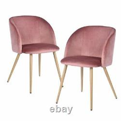 Set of 2 Retro Velvet Armchairs Dining Chairs Accent Chairs with Metal Legs
