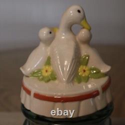 Set of 2 Vintage Duck Lids WithJars + Corks Goose Kitchen Decor & Storage