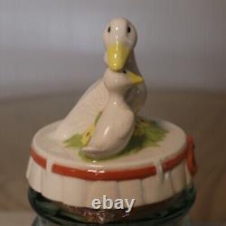Set of 2 Vintage Duck Lids WithJars + Corks Goose Kitchen Decor & Storage