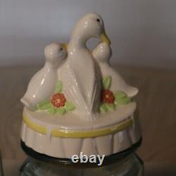 Set of 2 Vintage Duck Lids WithJars + Corks Goose Kitchen Decor & Storage