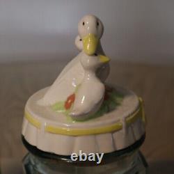 Set of 2 Vintage Duck Lids WithJars + Corks Goose Kitchen Decor & Storage