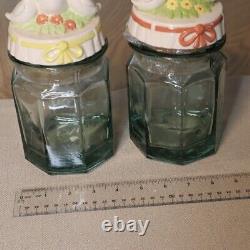 Set of 2 Vintage Duck Lids WithJars + Corks Goose Kitchen Decor & Storage