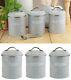 Set Of 3 Airtight Round Tea Sugar And Coffee Kitchen Storage Canisters Jars Grey