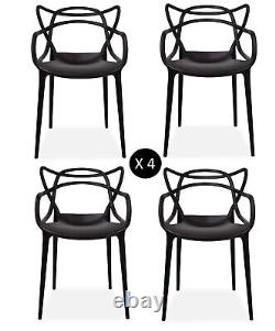 Set of 4 Black Dining Chairs Master Style Chair Home Office Kitchen Armchair