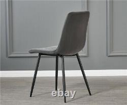 Set of 4 Dining Chairs Fabric Padded Seat Metal Leg Office Kitchen Lounge Chair