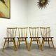 Set Of 4 Ercol Model 391 All Purpose Elm And Beech Dining Kitchen Chairs Vintage