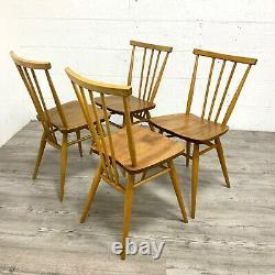 Set of 4 Ercol Model 391 All Purpose Elm and Beech Dining Kitchen Chairs Vintage