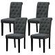 Set Of 4 Fabric Dining Chairs Padded Button Tufted Dining Room Kitchen High Back