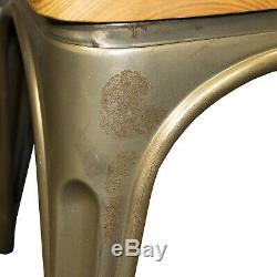 Set of 4 Gun Metal Grey Industrial Dining Chair Kitchen Bistro Cafe Vintage Seat