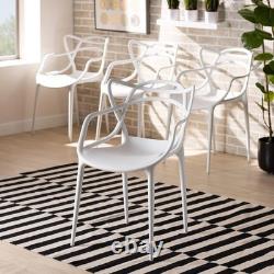 Set of 4 Masters Style Lounge Dining Restaurant Bar Chair Retro Stackable-White