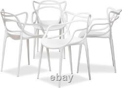 Set of 4 Masters Style Lounge Dining Restaurant Bar Chair Retro Stackable-White