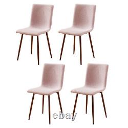 Set of 4 Pink Dining Chairs Fabric Padded Seat Metal Legs Home Office Lounge BN