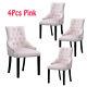 Set Of 4 Pink Velvet Knocker Dining Chairs Accent Chair Tufted Dining Room Home