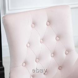 Set of 4 Pink Velvet Knocker Dining Chairs Accent Chair Tufted Dining Room Home