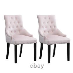 Set of 4 Pink Velvet Knocker Dining Chairs Accent Chair Tufted Dining Room Home