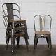 Set Of 4 Steel Metal Industrial Dining Chair Kitchen Bistro Cafe Vintage Seat