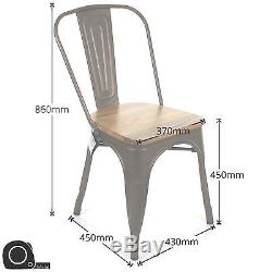 Set of 4 Steel Metal Industrial Dining Chair Kitchen Bistro Cafe Vintage Seat