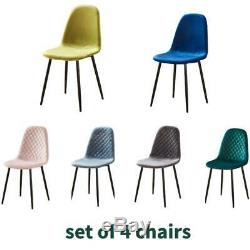 Set of 4 Velvet Dining Chairs Lounge Chairs Dining Room Kitchen Grey Green Blue