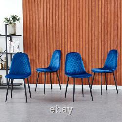Set of 4 Velvet Dining Chairs Side Chair Metal Legs Padded Seat Living Room Home