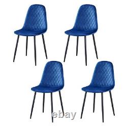 Set of 4 Velvet Dining Chairs Side Chair Metal Legs Padded Seat Living Room Home